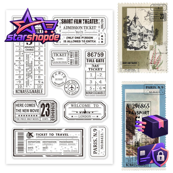 Silikonstempel Vintage Flugticket Transparent FüR Kartengestaltung DIY-image