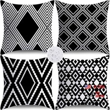 Outdoor Waterproof Pillow Covers 18x18 Set of 4 18" x 18" Pack of 4 Black