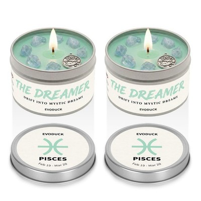 2 Pack Pisces Zodiac Candle Crystal Soy Astrology Birthday Gift Celestial