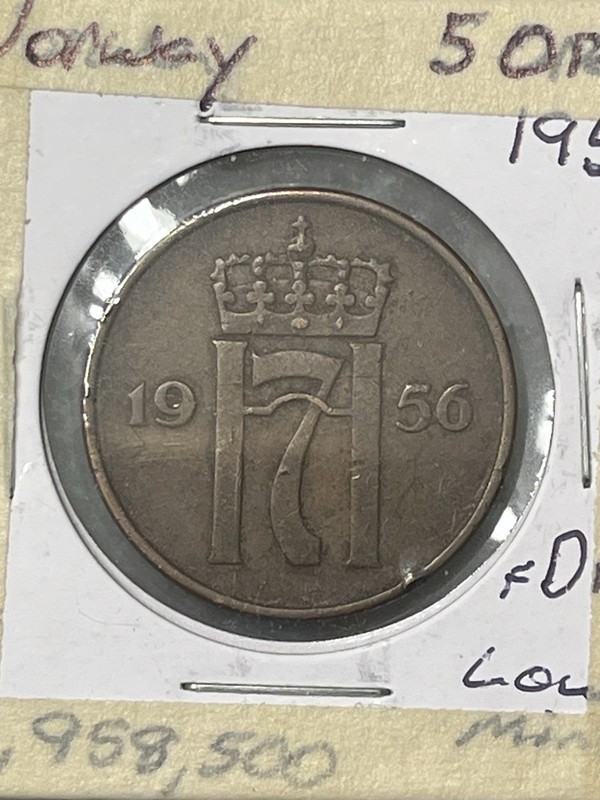 1956 Norway 5 Ore Coin