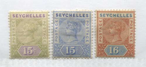 Seychelles Islands QV 1890-1900 15 cents (2) and 16 cents mint o.g. hinged - 第 1/1 張圖片