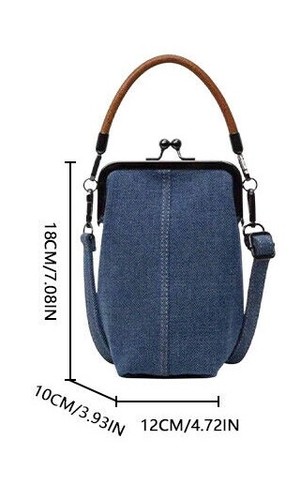 Mujeres Denim Bolso Bandolera Bolso con Cierre de Beso Vintage Monederos Bolso para Teléfono - Imagen 2 de 6