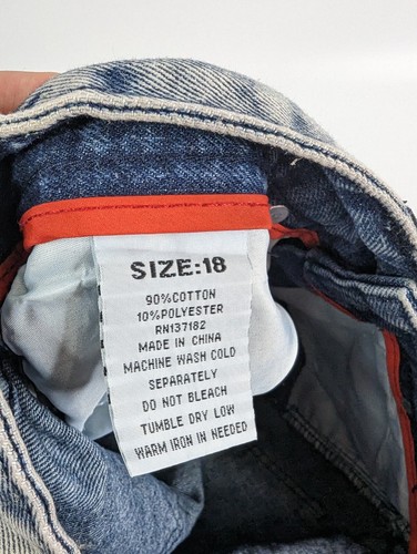 Lion Dynasty Denim Shorts Distressed Acid Wash Moto Bleached Ripped Size 18 - Picture 9 of 10