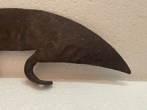 Old Antique Hand Forged Half Moon Crescent Shape Rustic Iron Very Big Axe Head - Picture 17 of 18