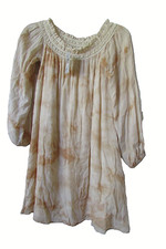 Buckle Rokoko Long Sleeve ivory /tan Mini Dress Gauze Tie Dye Boho-small-NWT