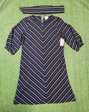 Nine West Women's Size 2XL Heritage Striped Collection Dress Navy Blue Green