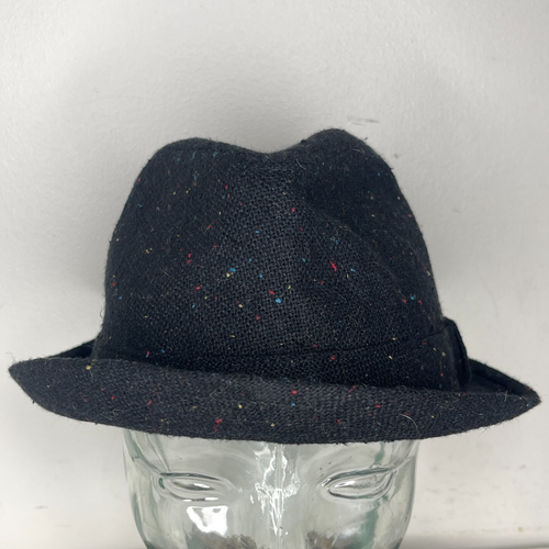 Goorin Bros Fedora Hat Men Medium Black Speckled Wool Blend Lined Dapper Stylish - Picture 2 of 5
