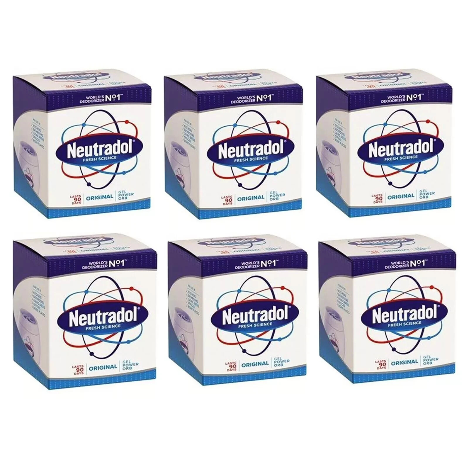 6 x Neutradol Gel Odour Destroyer Original Super Fresh Last 90 Days
