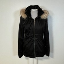 Wilfred Black Jacket Women’s Large Thinsulate Faux Fur Hood Zip Waist Drawstring