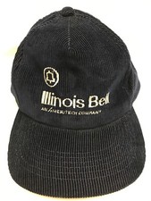 Vintage 80s 90s Illinois Bell Ameritech SnapBack Dark Blue Corduroy Hat Trucker