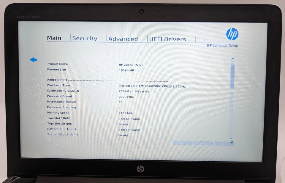 Portátil incompleto HP ZBook 15 G3 156 i76820HQ 270 GHz 16 GB RAM NVIDIA 1000 M G3D Foto 2 de 4