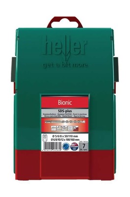 Heller Hammerbohrersatz SDS-plus Bionic 7 teilig 5- 12 mm in Kunststoff Box