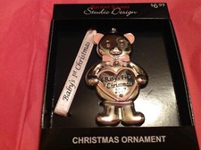 NEW STUDIO DESIGN baby's first Christmas 2017 girl pink teddy bear ornament ..