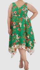 Vince Camuto Women's Green Floral-Print Sleeveless Midi Dress Plus Size 22W