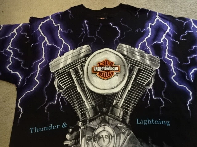 DEAD STOCK NEVER USED Vintage Harley Davidson Thunder Lightning T