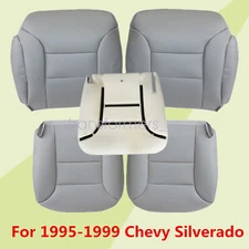 For 95-99 GMC Sierra Chevy Tahoe Front Leather Seat Cover & Driver Foam Cushion