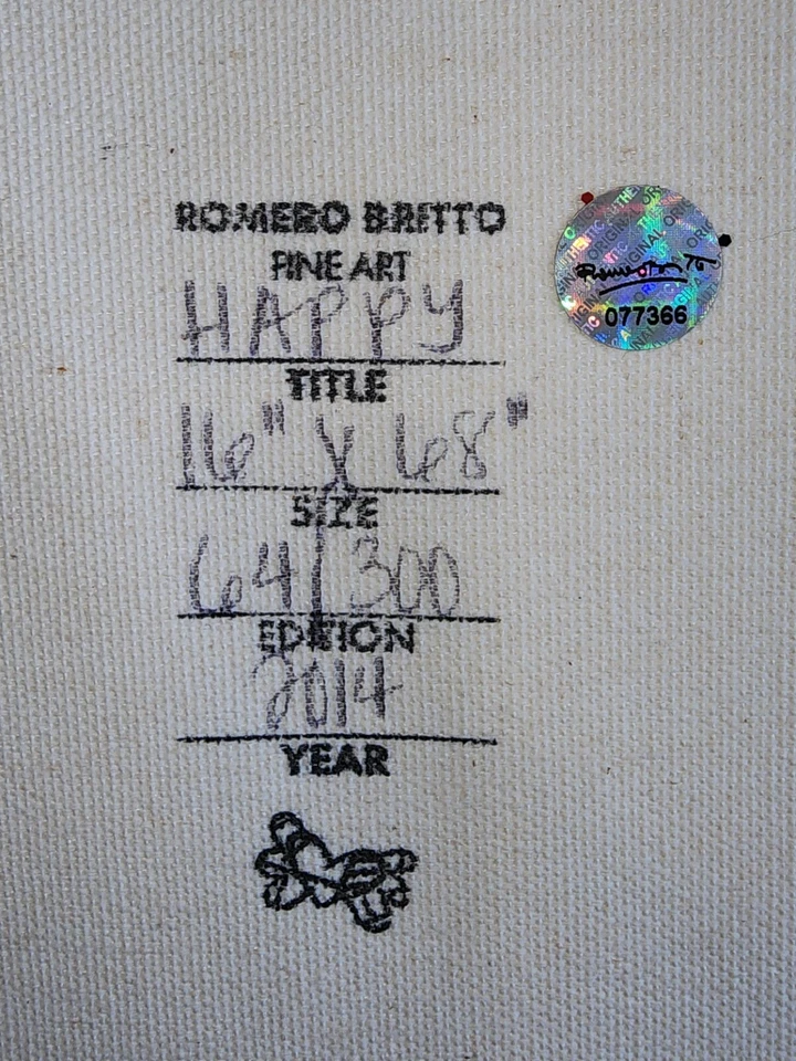 Impresión Romero Britto "HAPPY" Edición Limitada 64/300 | Firmada a Mano con Certificado de Autenticidad Foto 3 de 4