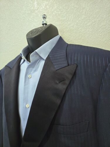 Brioni Italy Midnight Blue Silk 1 Button Peak Lapel Tuxedo Dinner Jacket 44 R - Picture 4 of 9