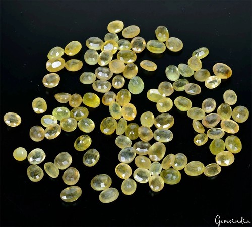 100 Pc Natural Yellow Sapphire (Pukhraj)Oval Cut Ceylon Loose Gemstones~ 250 Ct - Picture 8 of 10