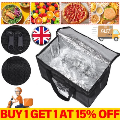 ETOPDEAL-5A UK LARGE FOOD DELIVERY INSULATED BAGS PIZZA TAKEAWAY THERMAL WARM/COLD BAG RUCK