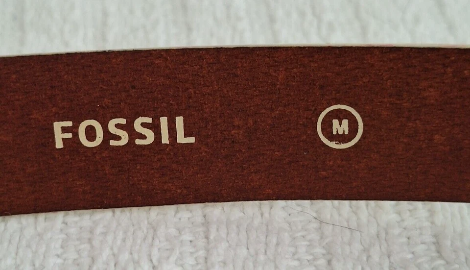 Vintage Fossil Belt Cream/Blue Stripe Leather Accent Size M Women's - Image 4 of 4