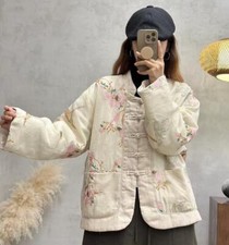 Sweet Womens Short Coat Chinese Style buttons embroidery Jacket Cotton Outwear