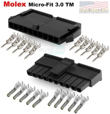  Molex Single Row 10 Pin Male & Female Housing w/ Pins 20-24 AWG Micro-Fit 3.0™