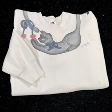 Vintage 90s Fruit of the Loom Raglan Sweatshirt Adult Large Cat Graphic Made USA