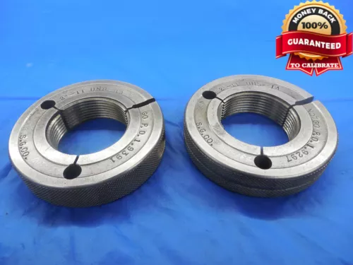 2" 11 UNS 1A THREAD RING GAGES 2.0 GO NO GO P.D.'S = 1.9391 & 1.9297 NS-1A TOOL