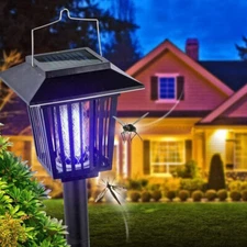 Outdoor Mosquito Fly Bug Insect Zapper Killer Trap Solar Powered Lamp Light NEW