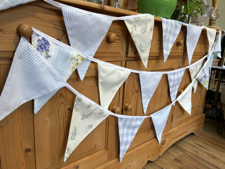 10 m tela bunting (£1.50 m) azul bunting, azul polvoriento bunting, boda bunting Foto 3 de 4