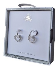 Disney Parks Mickey Mouse Ear  Heart Cubic Zirconia  Rhinestones Hoop Earrings