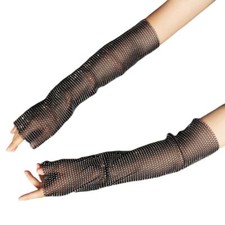 Women Glitter for Rhinestone Arm Warmer Sleeve Sunscreen Nightclub Fingerless Gl