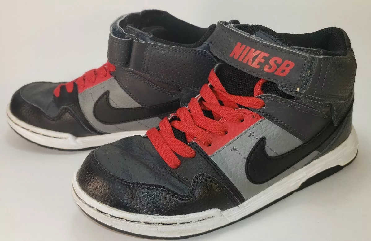 Kids Youth Nike SB Mogen Mid 2 Youth Shoes Red Black Grey Size 3.5Y 645025 002