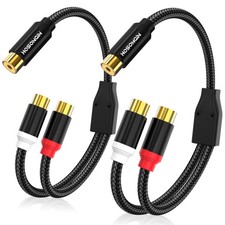 RCA Splitter 1 Female to 2 Female Audio Cable 2 Pack , 24K Gold-Plated Plug,...