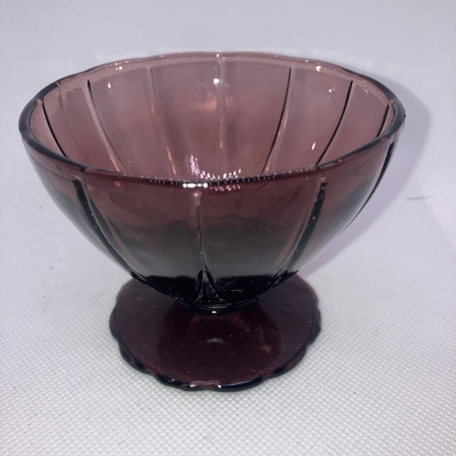 Vintage Hazel Atlas Purple Amethyst Footed Sherbet Hairpin Newport Depression