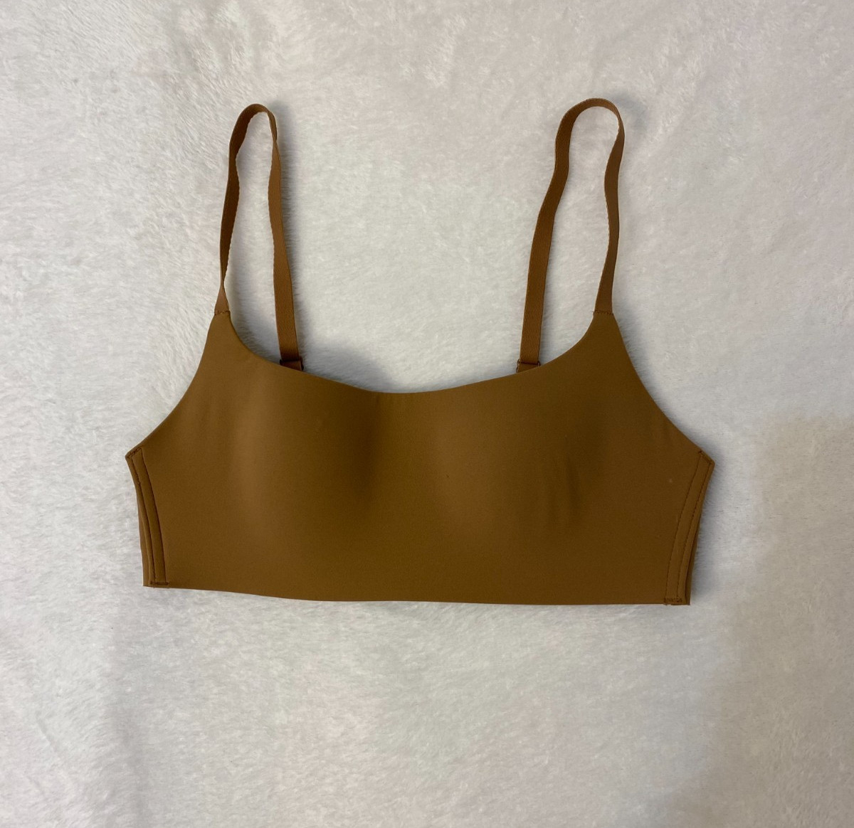 Auden Bra Size XS Luxury Collection Bonded Micro Padded Scoop Bralette Dark Tan