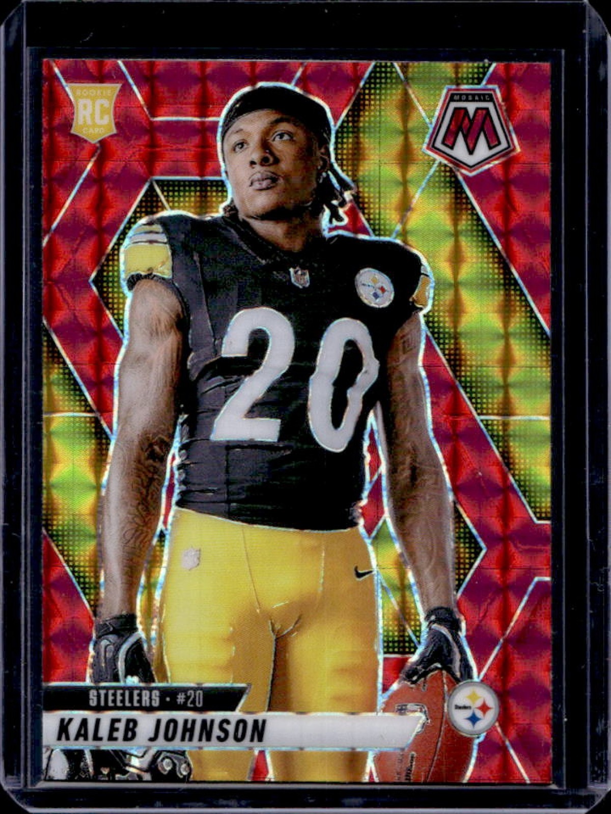2025 Mosaic Kaleb Johnson Rookie Variation RC Red Prizm #289 Steelers