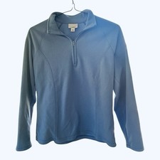 L.L. Bean Women's M Blue 1/4 Zip Lightweight Activewear Poly Fleece Top Pullover
