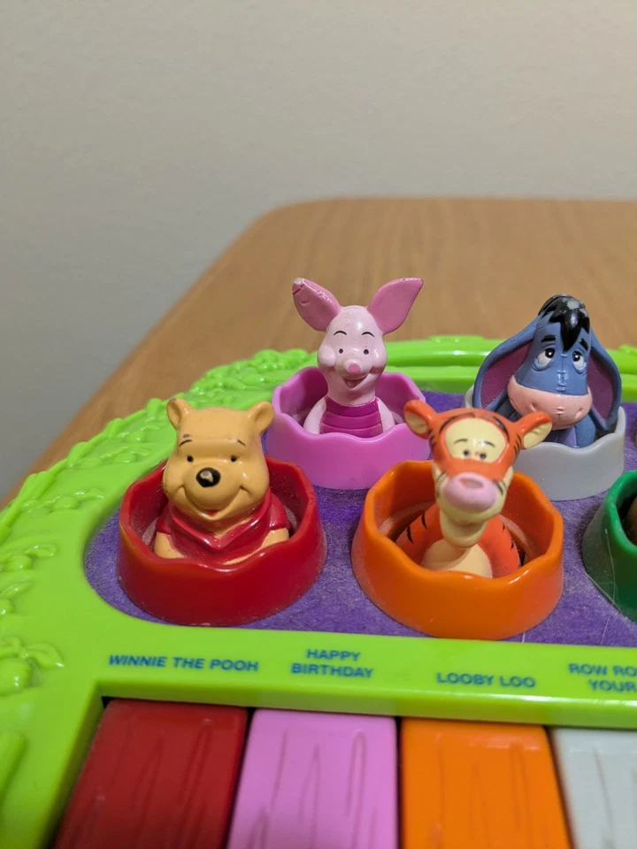 Juguete de piano vintage 1997 Tiger Disney Poppin' Winnie The Pooh probado funcionando Foto 4 de 4