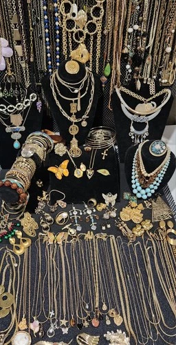 Huge Estate Jewelry Lot -Gold tone Etruscan Revival Costume-8+lbs*Signed