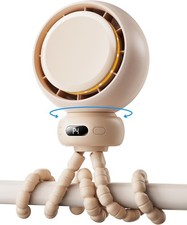 Mini Portable Stroller Fan   60  Auto Oscillation, Quiet USB-C Rechargeable B