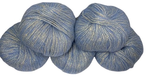5-Mohair Yarn Balls Blue & Silver Shimmer Sparkle 50 Grams Each - Picture 2 of 2