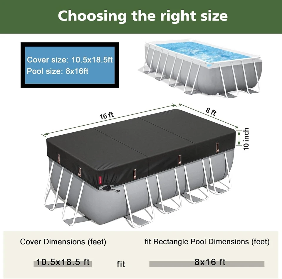 Winter-Ready 8x16 Ft Pool Cover - Durable, Insulated & Windproof Ratchet System - Image 4 of 4