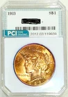 1923 Peace Dollar Gem BU +++  Lovely Mellow  Rainbow Toned Obverse
