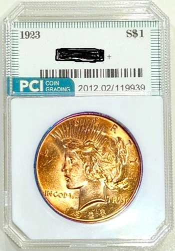 1923 Peace Dollar Gem BU +++  Lovely Mellow  Rainbow Toned Obverse