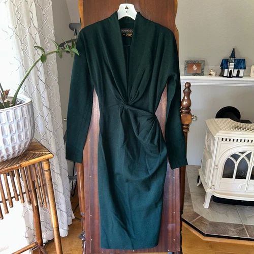 Vintage Donna Karan wool long sleeve wrap dress union made size 4 for green￼