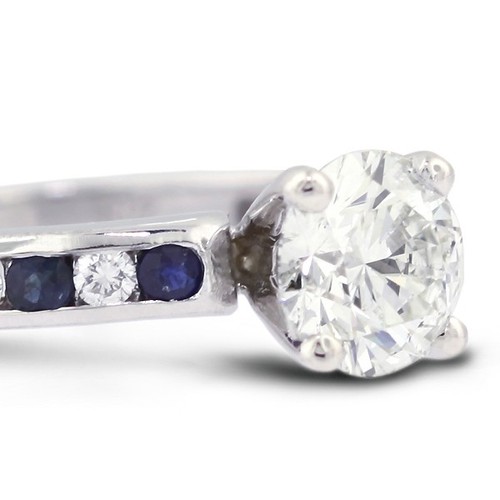0.93ct D/VS2 Round Natural Certified Diamonds White Gold Classic Side Stone Ring - Picture 14 of 21