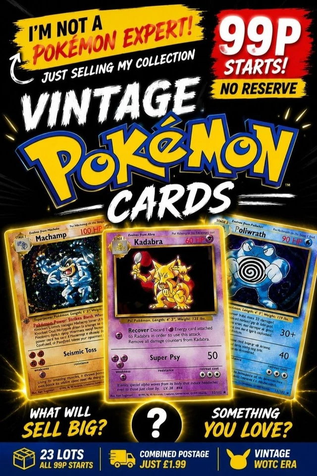Pokémon Cards - Raw Vintage - 99p starts - 1998 TCG - 23 lots up for grabs!