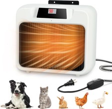 BWOGUE Large Dog House Heater with Thermostat, 300W/600W Outside Pet White